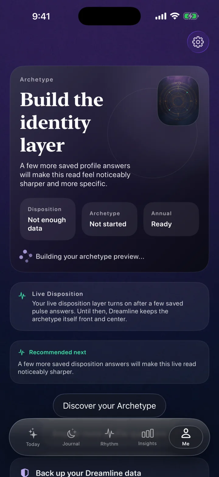 Aftercurrent Me screen.